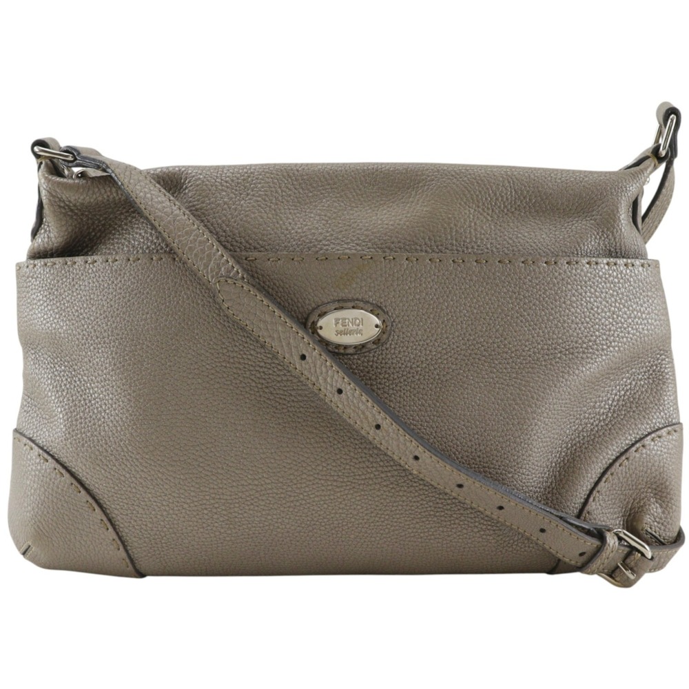 Fendi Celeria Shoulder Bag 8BT194 Leather Gray Crossbody A5 Women's